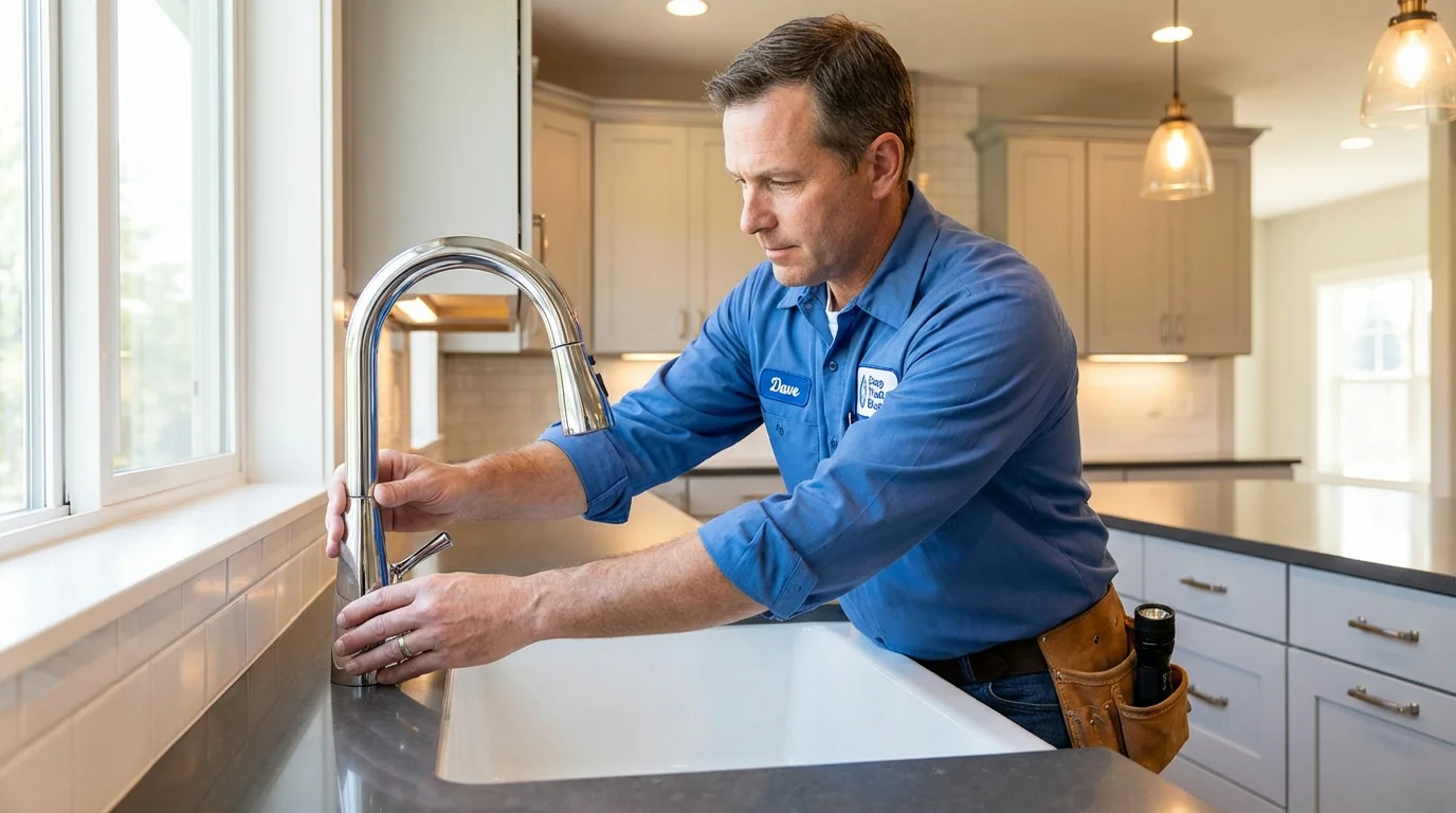 Kitchen faucet installation by Johns Plumbing LLC in Middlefield